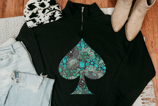 Turquoise Spade Quarter Zip