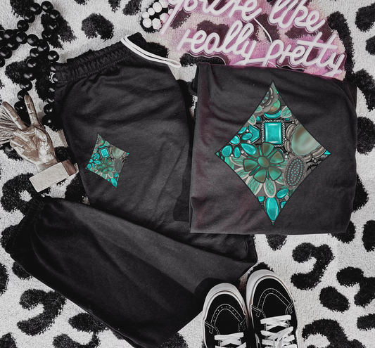 Turquoise Diamond Sweat Set