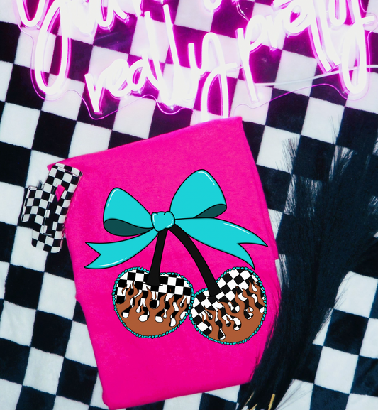 Checkered Cherries Graphic Tee