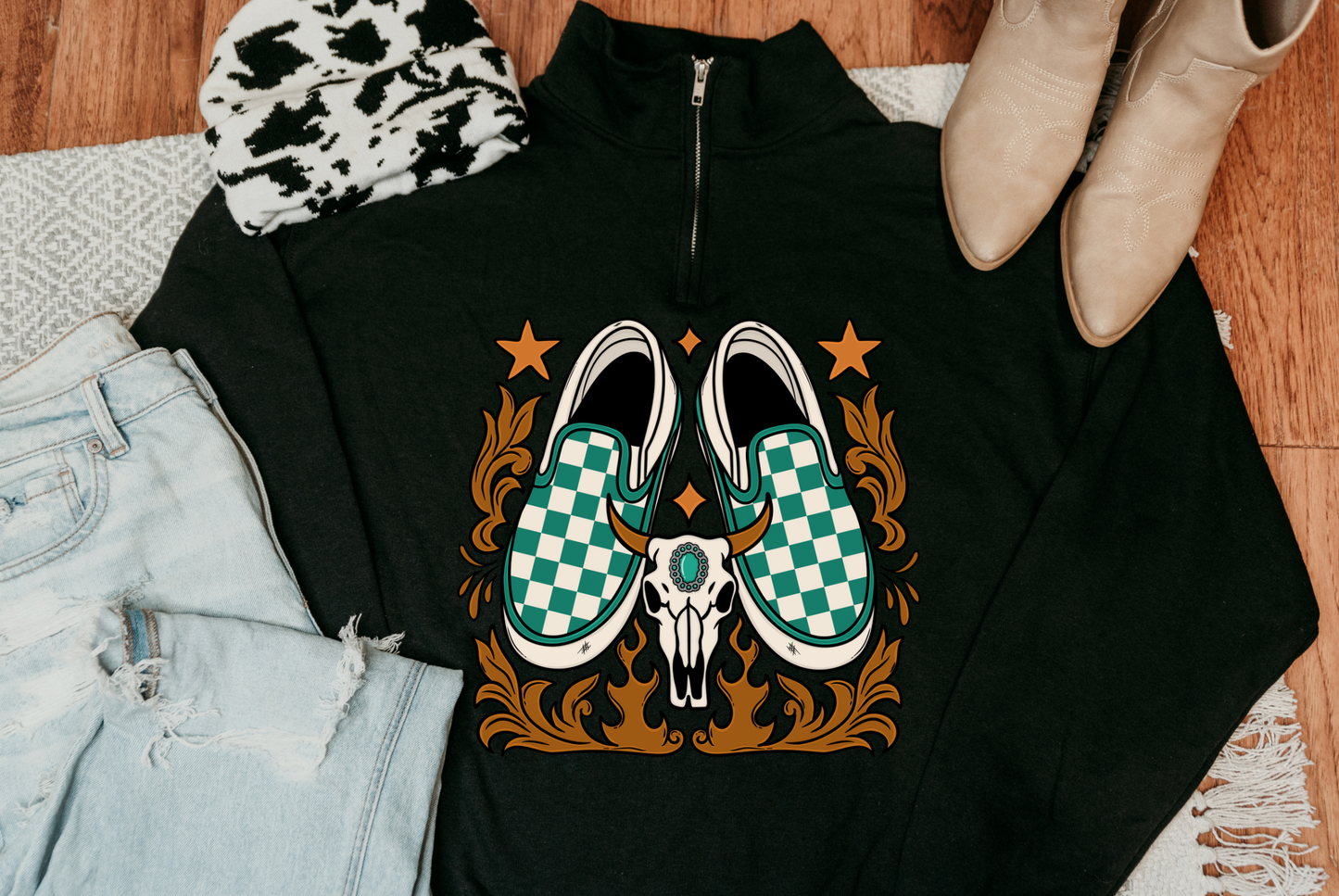 Turquoise Vans Quarter Zip
