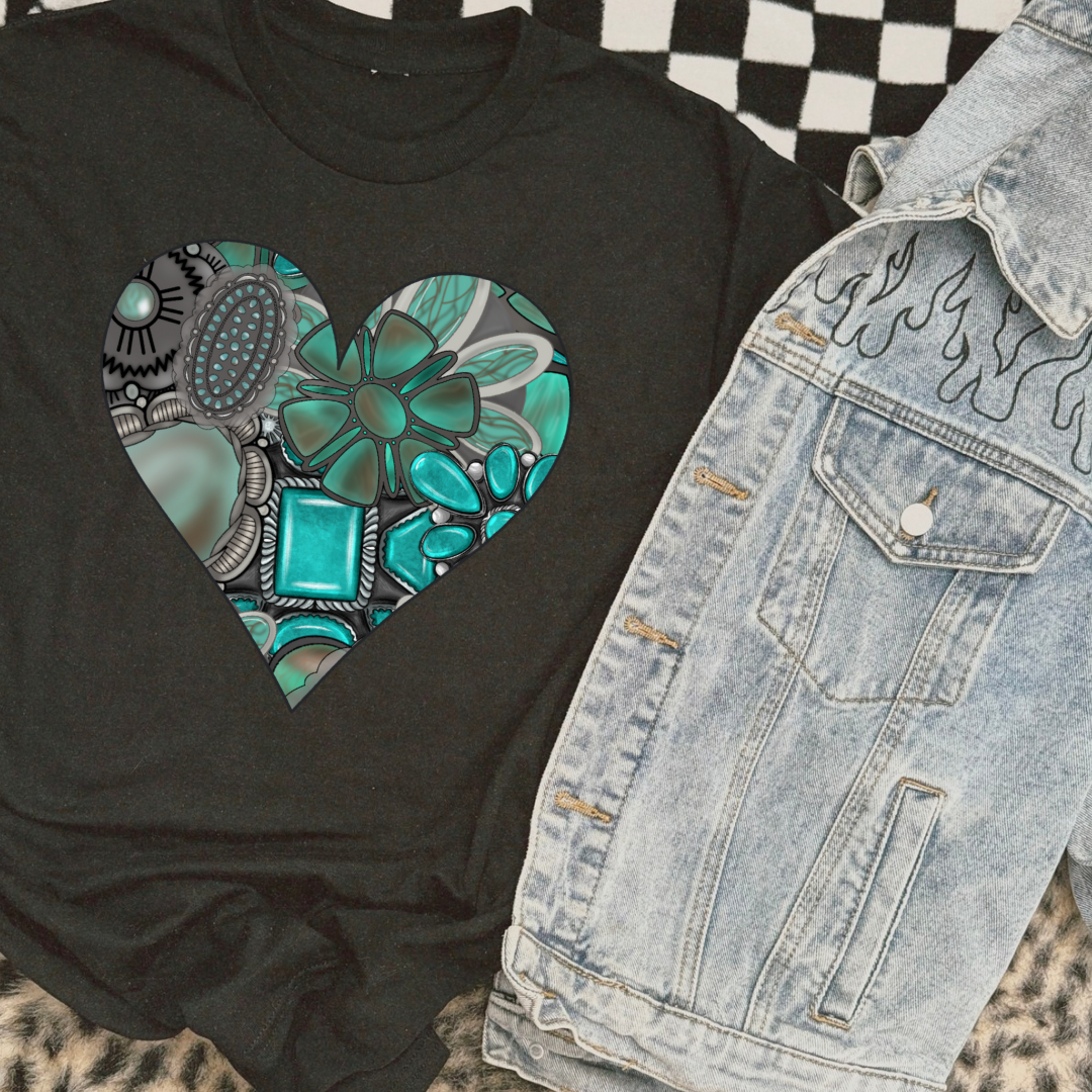 Turquoise Heart Graphic Tee