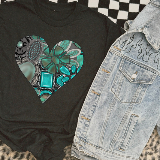 Turquoise Heart Graphic Tee