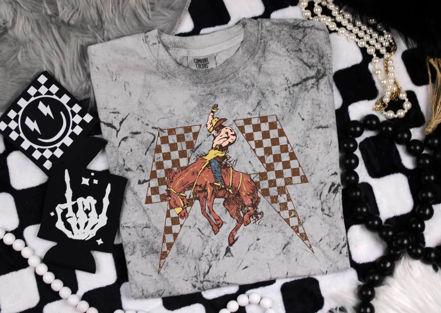 Checkered Bronc Colorblast Graphic Tee