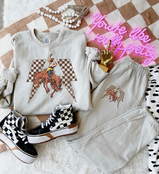 Checkered Bronc Sweat Set