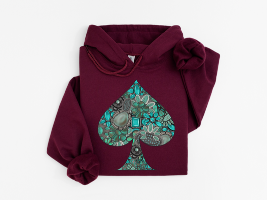 Turquoise Spade Hoodie