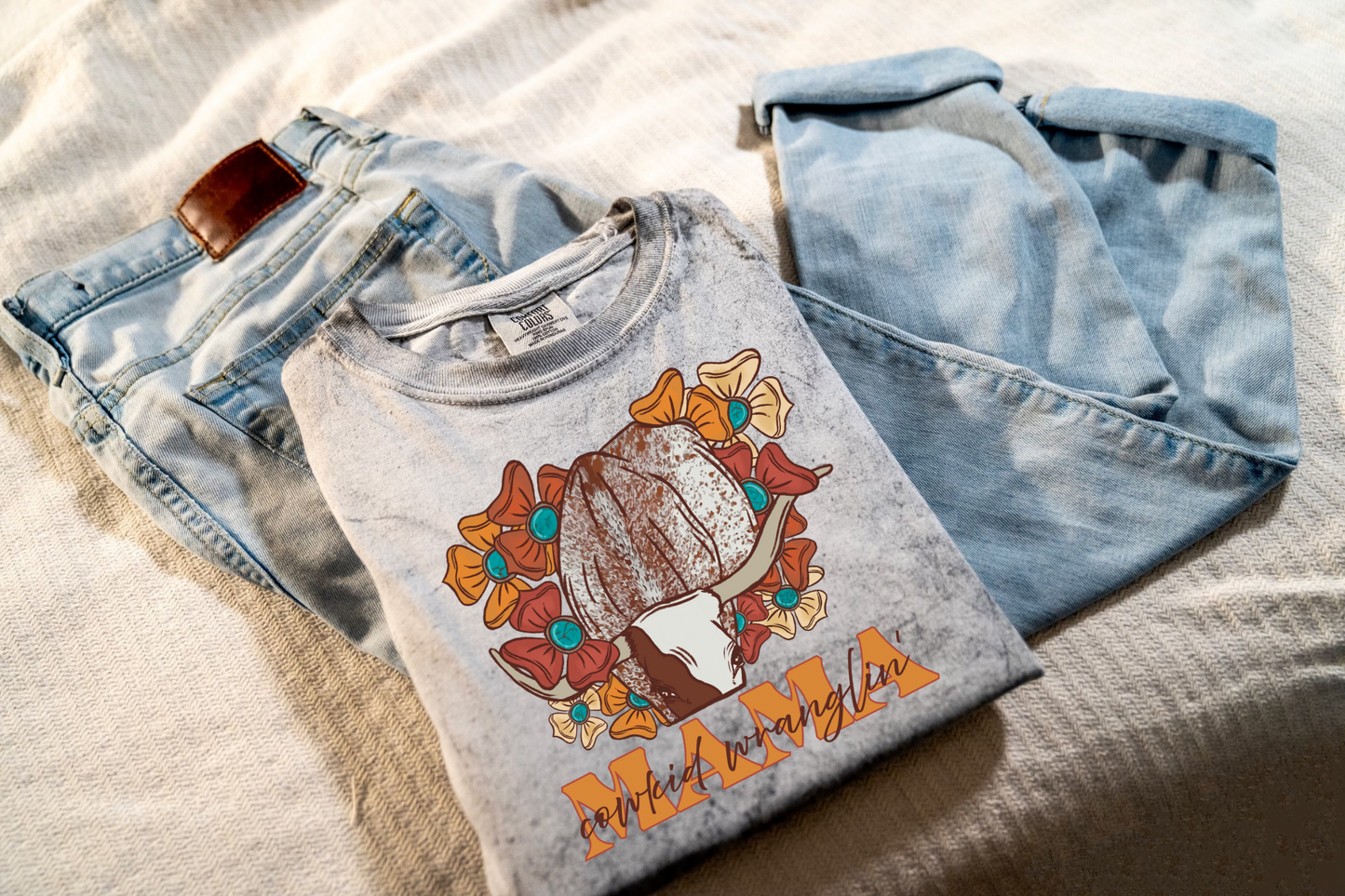 Cowkid Wranglin Mama Colorblast Graphic Tee