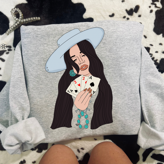 Poker Cowgirl Crewneck