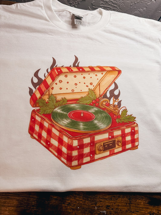 Checkered Record Player Tee