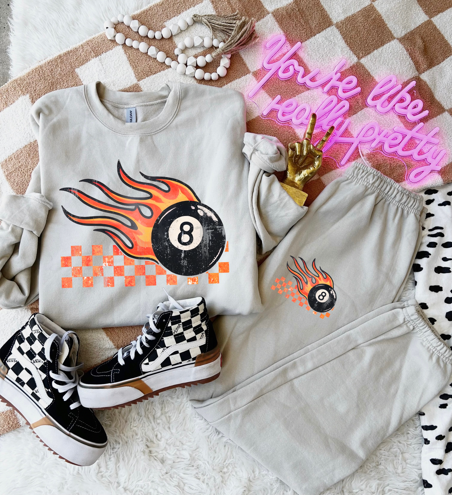 Flaming 8Ball Sweat Set