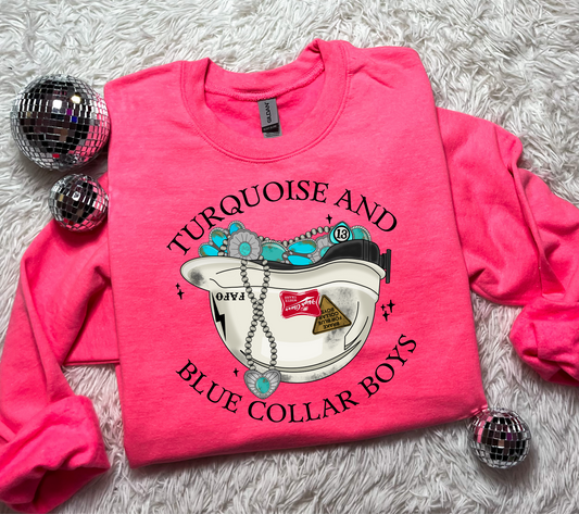 Turquoise & Blue Collar Boys Crewneck