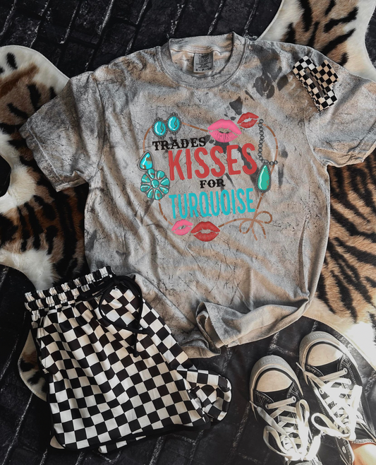 Trades Kisses For Turquoise Colorblast Graphic Tee