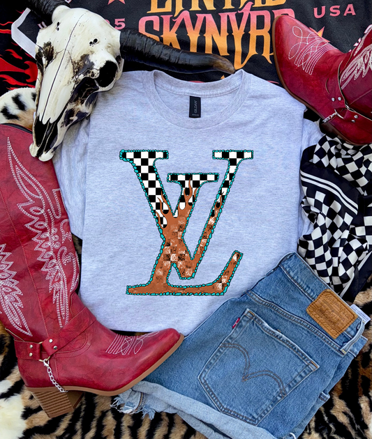 LV Checkered Graphic Tee