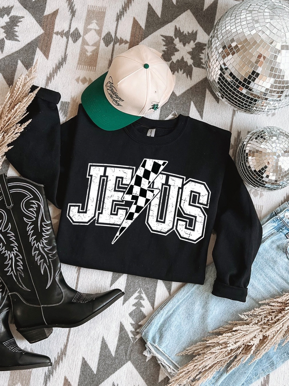 Jesus Checkered Crewneck