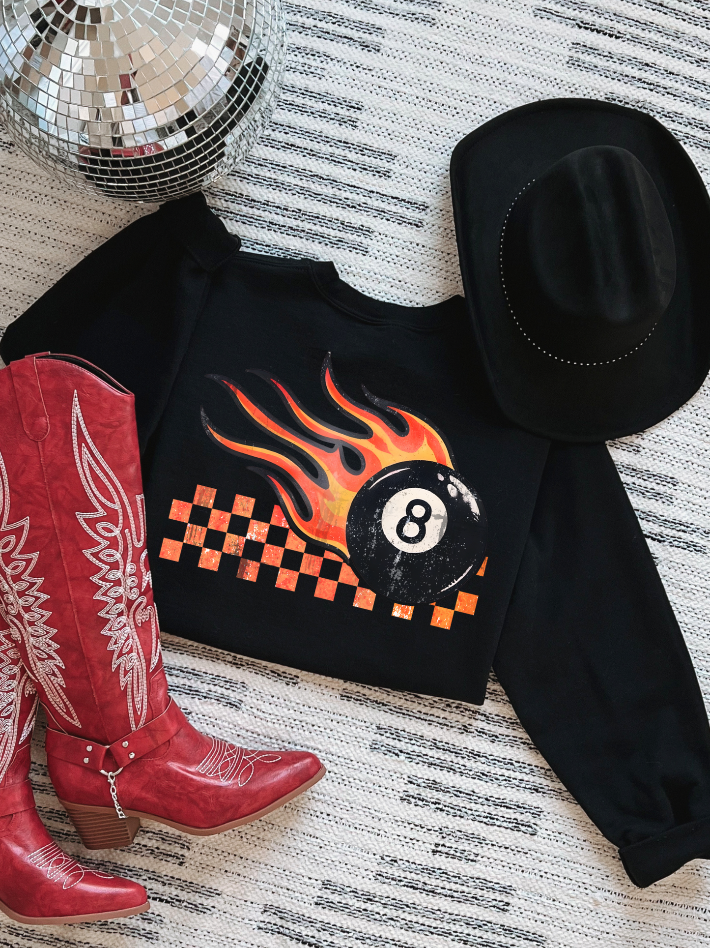 Flaming 8Ball Crewneck