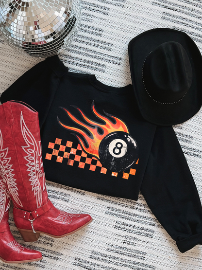 Flaming 8Ball Crewneck