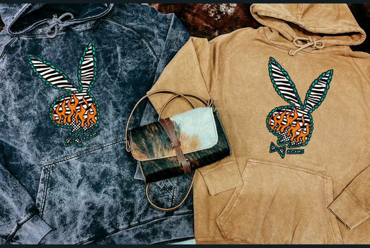 Zebra Playboy Mineral Wash Hoodie