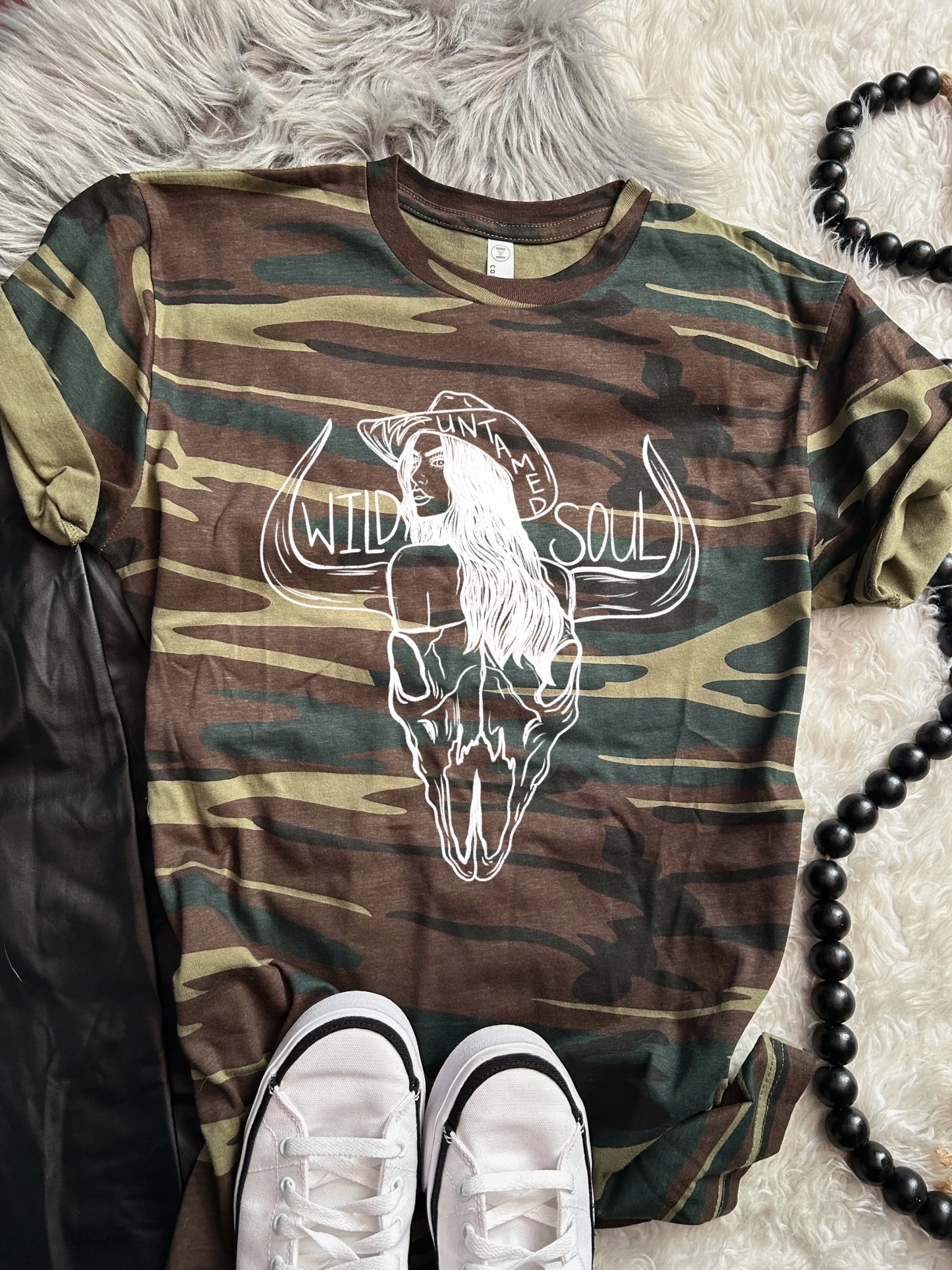 Camo Wild Soul Linework Graphic Tee